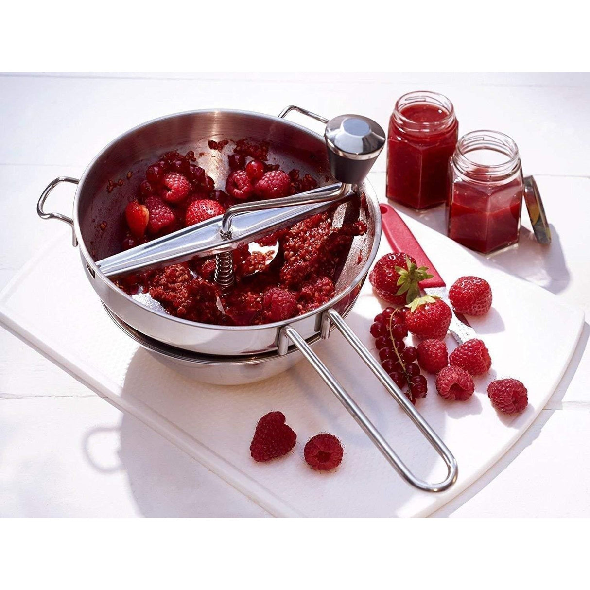 Rasnita Manuala Pentru Fructe, Din Otel Inoxidabil, Macinare Alimentelor Pentru Bebelusi, 3 Discuri De Macinat, Presa, Pentru Tocat Cartofi, 19X20X33 Cm, Argintiu - vivimall.ro