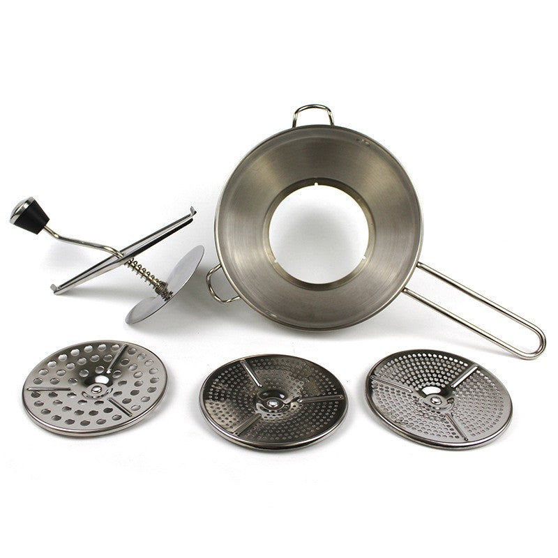Rasnita Manuala Pentru Fructe, Din Otel Inoxidabil, Macinare Alimentelor Pentru Bebelusi, 3 Discuri De Macinat, Presa, Pentru Tocat Cartofi, 19X20X33 Cm, Argintiu - vivimall.ro