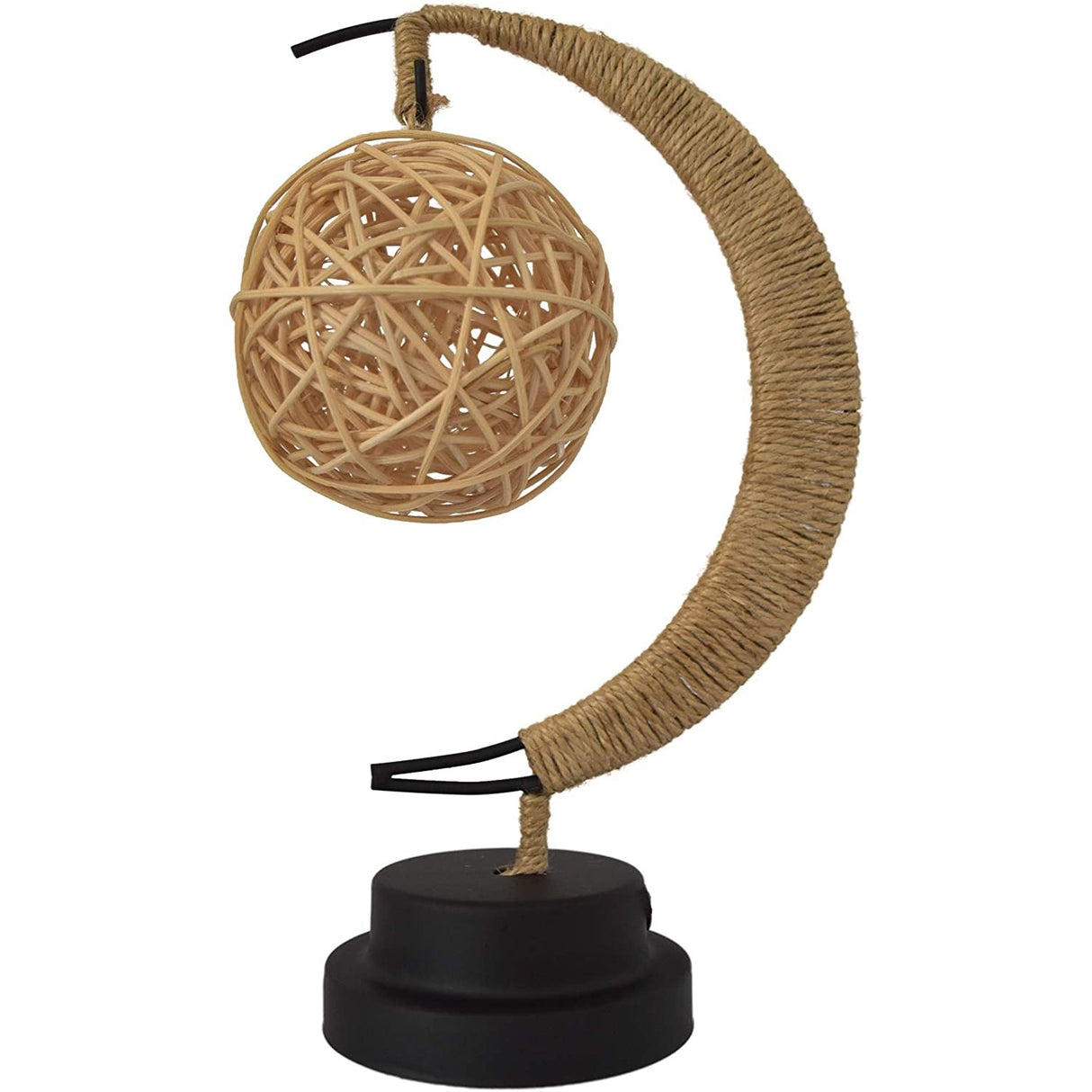 Lampa Veghe Semi-Luna Cu Glob Din Rattan, Led