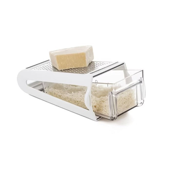 Razatoare De Bucatarie Cu Cutie Colectoare Doua Tipuri De Lame, Carcasa Inox Si Abs, Design Practic, Alb - vivimall.ro