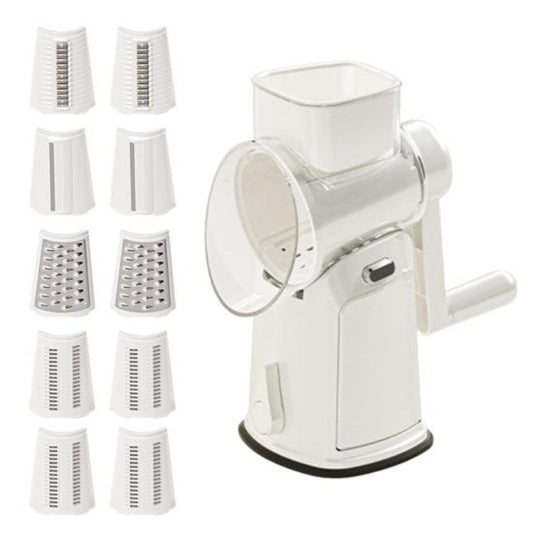 Razatoare Manuala, Vivimall, Rotativa cu Manivela, 10 Lame Interschimbabile, Anti-Stropire, 27 x 13 x 13 cm, Alb - vivimall.ro