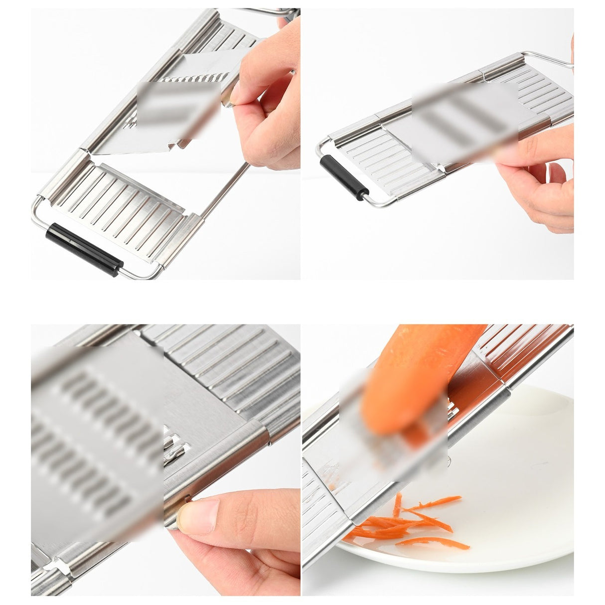 Razatoare Multifunctionala Inox, 4 Tipuri De Lame, Usor De Manevrat, Maner Din Abs Ergonomic,33 X 8.6 Cm, Periuta Curatare Inclusa, Lame Interschimbabile, Argintiu - vivimall.ro