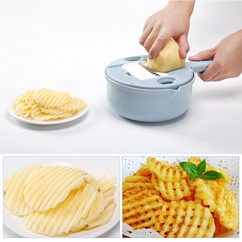 Razatoare Multifunctionala Pentru Legume, Fructe, Branzeturi, 10 Piese, 27.6X8 Cm, Albastru - vivimall.ro