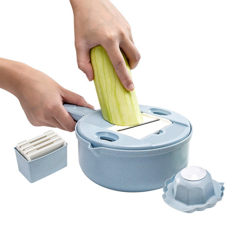 Razatoare Multifunctionala Pentru Legume, Fructe, Branzeturi, 10 Piese, 27.6X8 Cm, Albastru - vivimall.ro