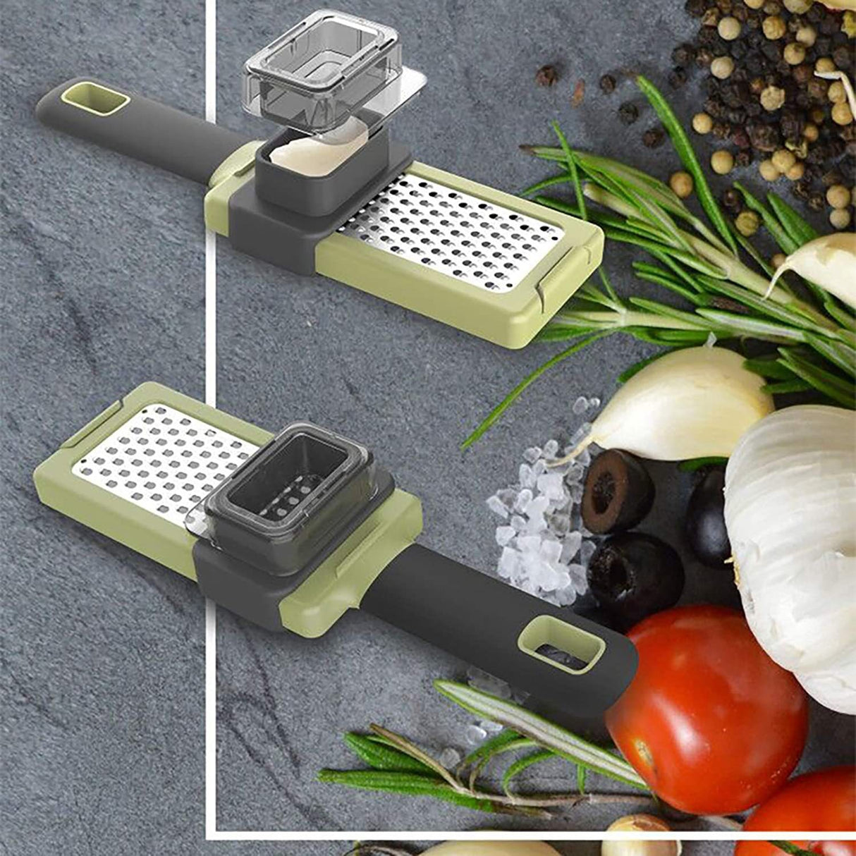Razatoare Multifunctionala, Pentru Ustuoi, Branza, Cascaval, 20.3 X 5.8 X 3.3 Cm, Verde/Gri - vivimall.ro