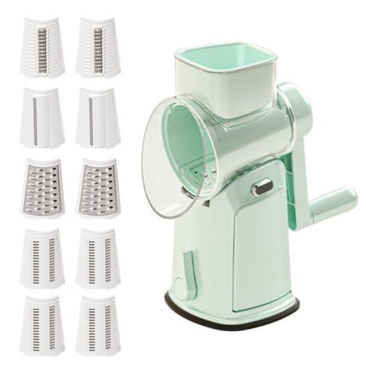 Razatoare Manuala, Vivimall, Rotativa cu Manivela, 10 Lame Interschimbabile, Anti-Stropire, 27 x 13 x 13 cm, Turcoaz - vivimall.ro