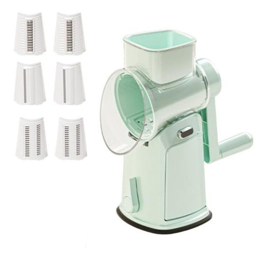 Razatoare Manuala, Vivimall, Rotativa cu Manivela, 6 Lame Interschimbabile, Anti-Stropire, 27 x 13 x 13 cm, Turcoaz - vivimall.ro