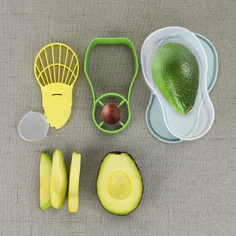 Recipient De Depozitare Avocado 5In1, Etans, Pentru Frigider, Din Plastic, Dispozitiv De Taiat, Curatat, Feliat, Verde - vivimall.ro