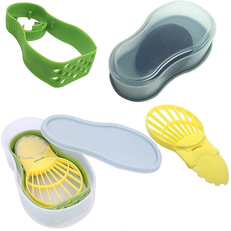 Recipient De Depozitare Avocado 5In1, Etans, Pentru Frigider, Din Plastic, Dispozitiv De Taiat, Curatat, Feliat, Verde - vivimall.ro
