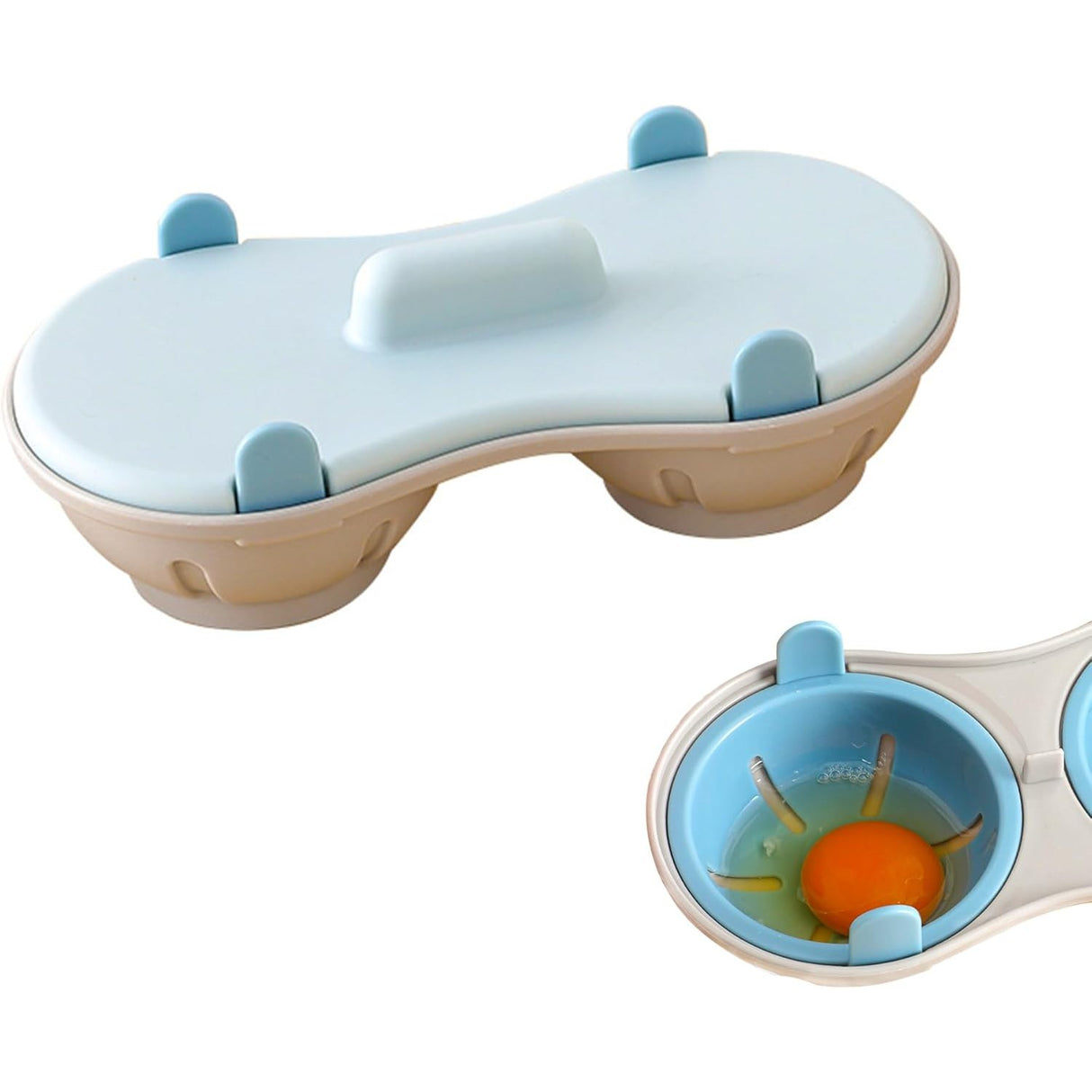 Recipient Dublu Pentru Oua, Din Plastic Pentru Gatit La Microunde, 22 X 11.8 X 8 Cm - vivimall.ro