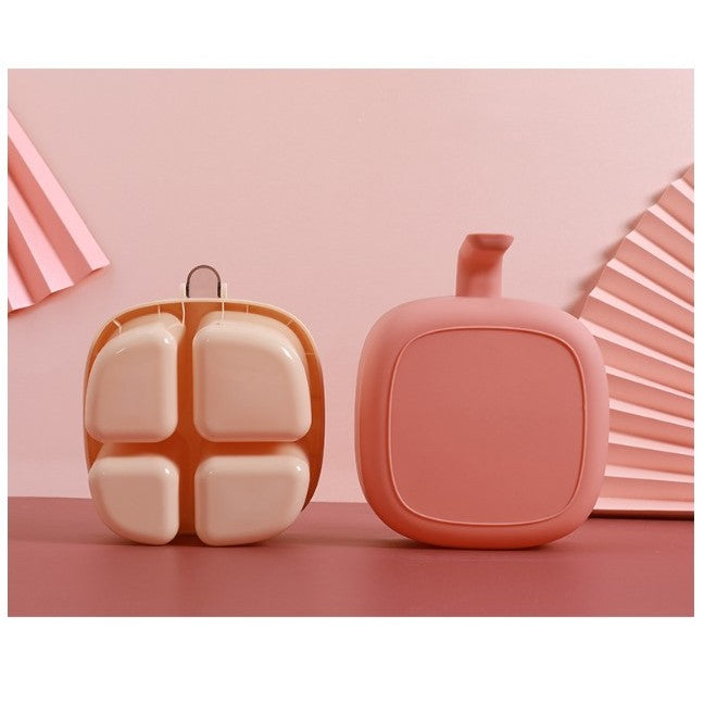 Recipient Pentru Condimente 4 Casute, Potrivit Pentru Sare, Cimbru, Piper, Condimente, 4 Lingurite Din Plastic, Capac Din Plastic, Maner, 14X14X8 Cm - vivimall.ro