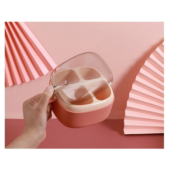Recipient Pentru Condimente 4 Casute, Potrivit Pentru Sare, Cimbru, Piper, Condimente, 4 Lingurite Din Plastic, Capac Din Plastic, Maner, 14X14X8 Cm - vivimall.ro