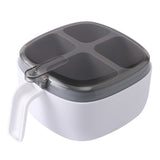Recipient Pentru Condimente 4 Casute, Potrivit Pentru Sare, Cimbru, Piper, Condimente, 4 Lingurite Din Plastic, Capac Din Plastic, Maner, 14X14X8 Cm - vivimall.ro