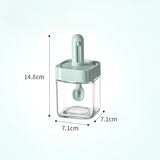 Recipient Pentru Depozitarea Condimentelor, Borcan Din Sticla, Capac Si Lingura Incorporate, Uz Casnic, 300 Ml, 7.1X7.1X14.8 Cm - vivimall.ro