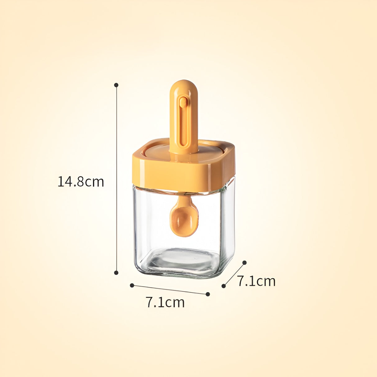 Recipient Pentru Depozitarea Condimentelor, Borcan Din Sticla, Capac Si Lingura Incorporate, Uz Casnic, 300 Ml, 7.1X7.1X14.8 Cm - vivimall.ro