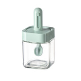 Recipient Pentru Depozitarea Condimentelor, Borcan Din Sticla, Capac Si Lingura Incorporate, Uz Casnic, 300 Ml, 7.1X7.1X14.8 Cm - vivimall.ro