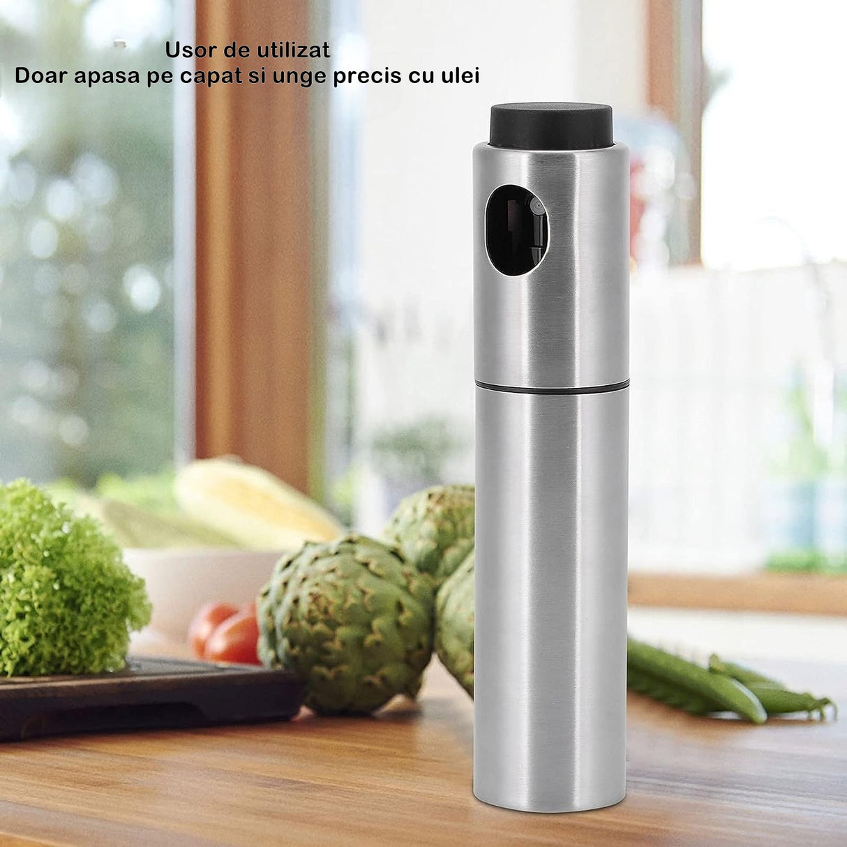 Pulverizator Ulei Spray, Material Otel Inoxidabil, Manual, 100 Ml, 17.7 X 4 Cm, Argintiu - vivimall.ro