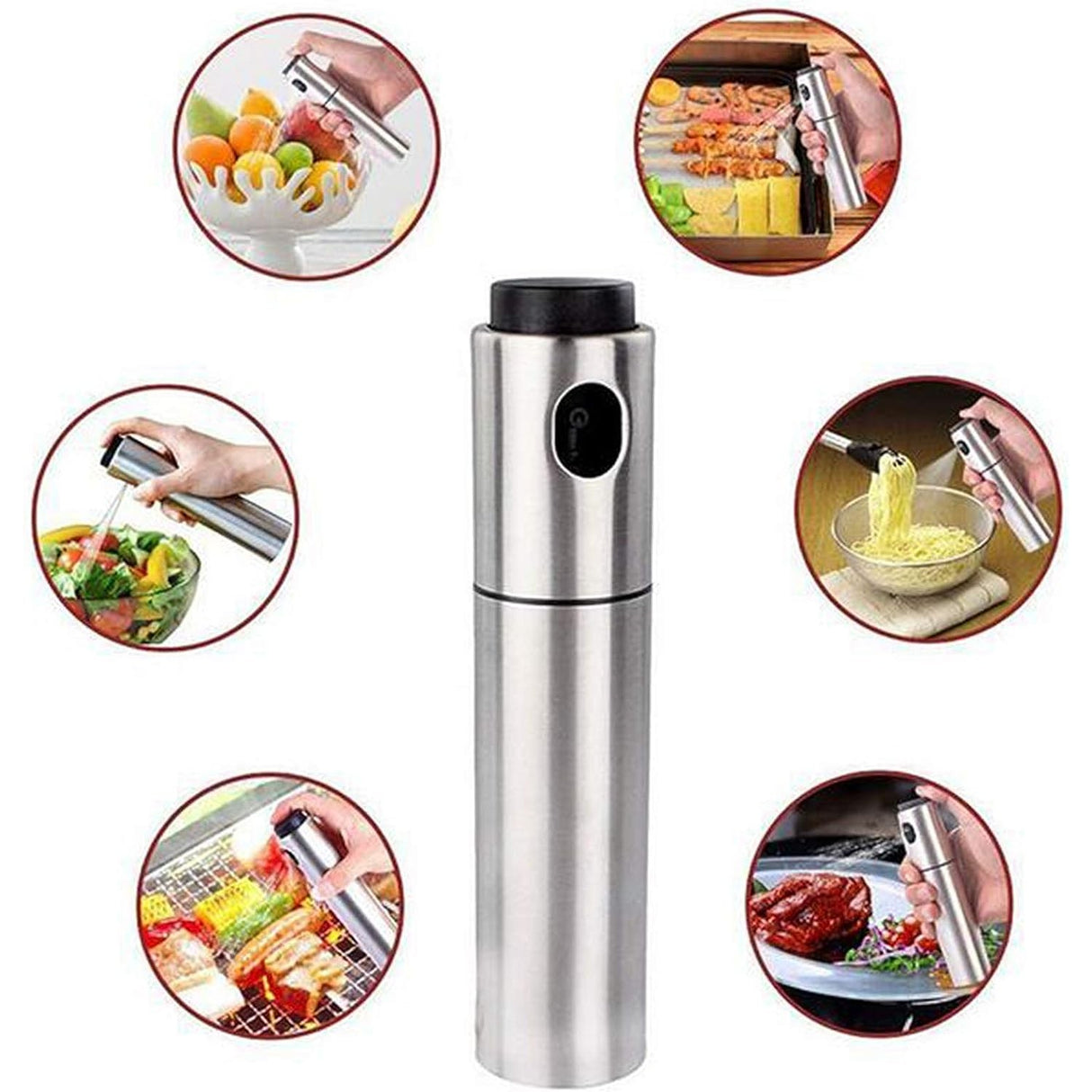 Pulverizator Ulei Spray, Material Otel Inoxidabil, Manual, 100 Ml, 17.7 X 4 Cm, Argintiu - vivimall.ro