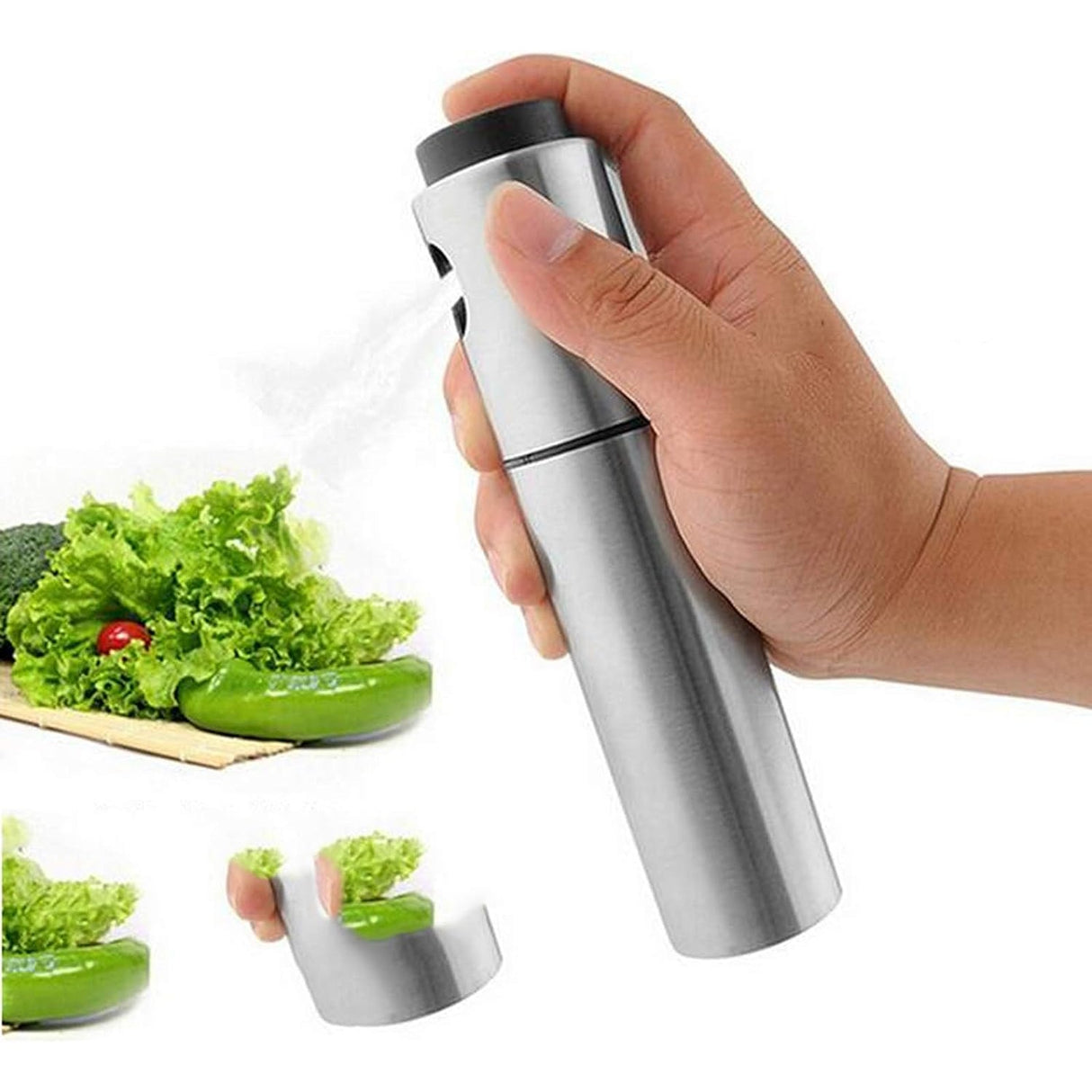 Pulverizator Ulei Spray, Material Otel Inoxidabil, Manual, 100 Ml, 17.7 X 4 Cm, Argintiu - vivimall.ro