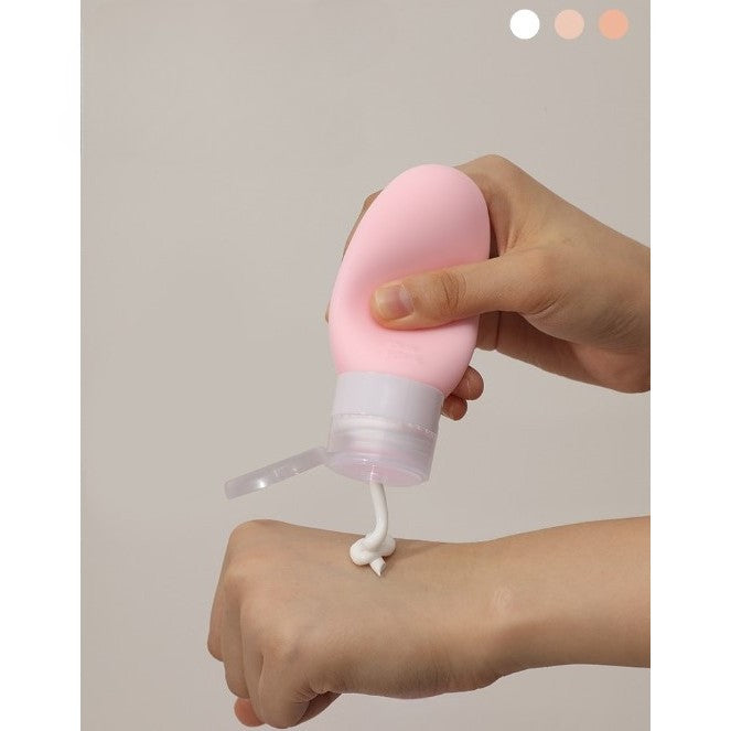 Recipient Portabil din Silicon Elegant de Voiaj, Sticla de Calatorie, Vivimall, Potrivita pentru Lotiune, Sampon si Alte Lichide, Anti-scurgere, cu Posibilitate de Reumplere, Capacitate 90mL, 14cm, Roz - vivimall.ro