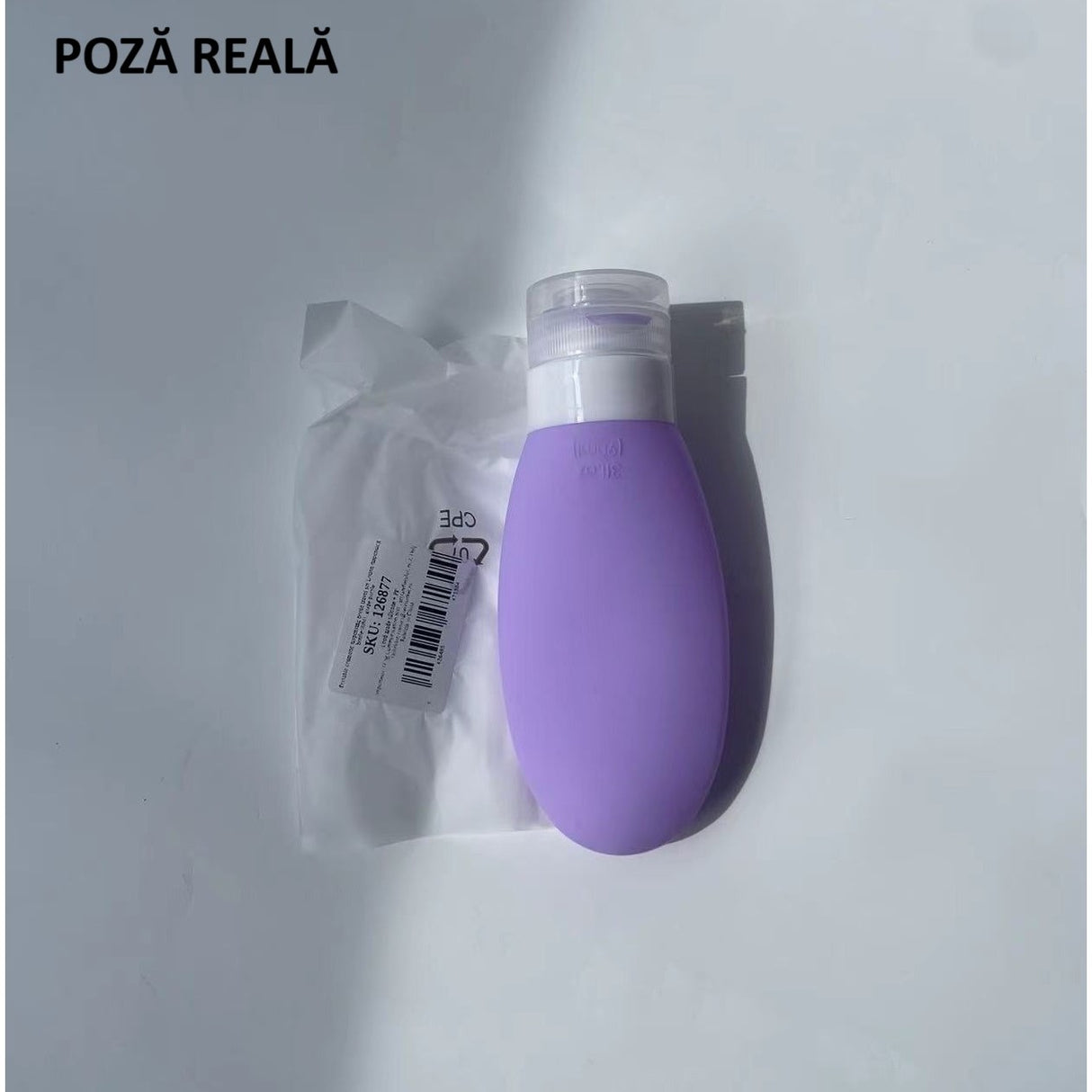 Recipient Portabil din Silicon Elegant de Voiaj, Sticla de Calatorie, Vivimall, Potrivita pentru Lotiune, Sampon si Alte Lichide, Anti-scurgere, cu Posibilitate de Reumplere, Capacitate 90mL, Mov - vivimall.ro