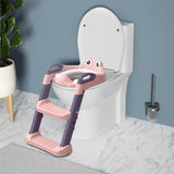 Reductor Si Scaunel Inaltator Wc, Pentru Copii 1 - 7 Ani, 2 Trepte Reglabile, Pliabil, Colac Moale, Cu Spatar Si Manere, Inaltime 54/58 Cm X 39.5 X 35 Cm, Din Plastic+Pvc, Roz/Mov - vivimall.ro