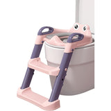 Reductor Si Scaunel Inaltator Wc, Pentru Copii 1 - 7 Ani, 2 Trepte Reglabile, Pliabil, Colac Moale, Cu Spatar Si Manere, Inaltime 54/58 Cm X 39.5 X 35 Cm, Din Plastic+Pvc, Roz/Mov - vivimall.ro