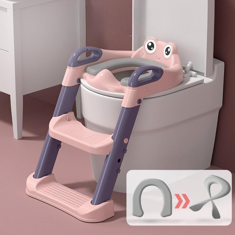 Reductor Si Scaunel Inaltator Wc, Pentru Copii 1 - 7 Ani, 2 Trepte Reglabile, Pliabil, Colac Moale, Cu Spatar Si Manere, Inaltime 54/58 Cm X 39.5 X 35 Cm, Din Plastic+Pvc, Roz/Mov - vivimall.ro