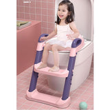 Reductor si Scaunel Inaltator WC, Vivimall, pentru Copii 1 - 7 Ani, 2 Trepte Reglabile, Pliabil, Colac Moale, cu Spatar si Manere, Inaltime 54/58 cm x 39.5 x 35 cm, din Plastic+PVC, Roz/Mov - vivimall.ro