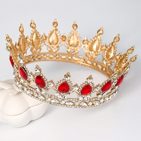 Diadema Aurie Cu Cristale Rosii | RoyalGlam