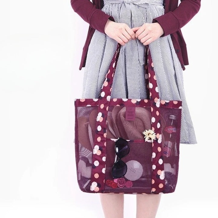 Geanta De Plaja Burgundy Imprimeu Floral | BeachVibe 3