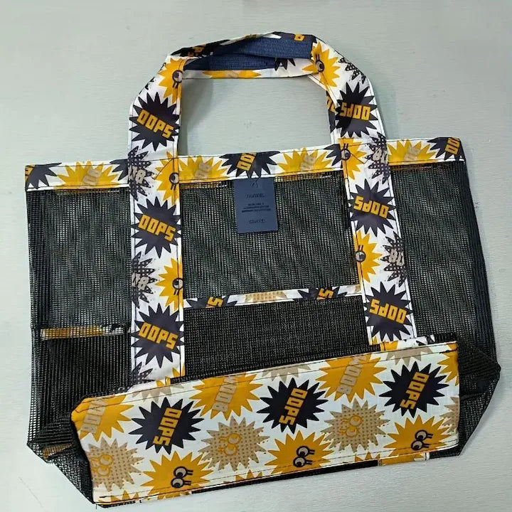 Geanta De Plaja Negru Imprimeu Oops | BeachVibe 4