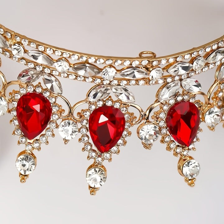 Diadema Aurie Cu Cristale Rosii | RoyalGlam