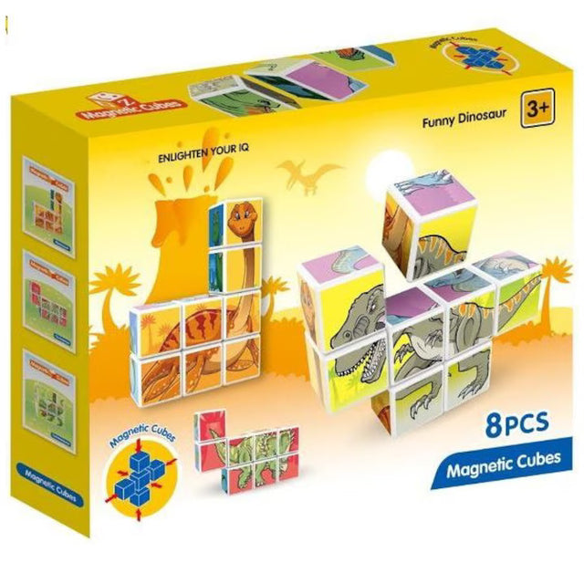 Cuburi magnetice dinozauri 8 piese | MagneDino - vivimall.ro