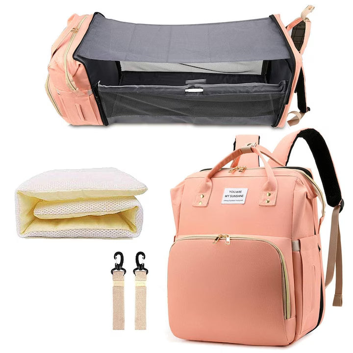 Rucsac Cu Patut Pliabil Roz Pudra | MamiNest 1