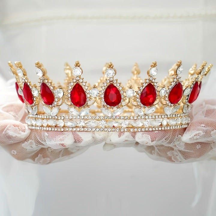 Diadema Aurie Cu Cristale Rosii | RoyalGlam