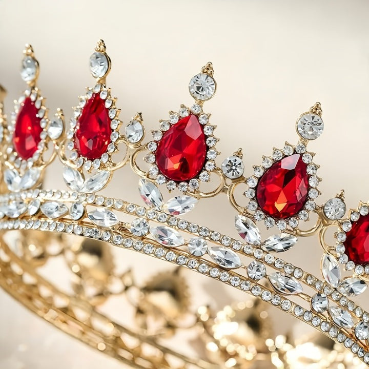 Diadema Aurie Cu Cristale Rosii | RoyalGlam