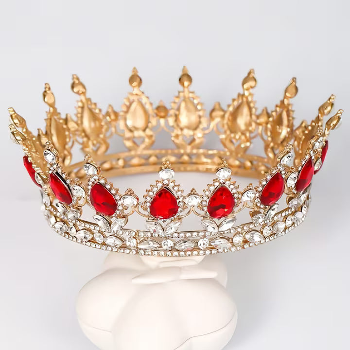 Diadema Aurie Cu Cristale Rosii | RoyalGlam