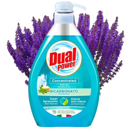 Detergent vase concentrat Dual Power, bicarbonat și salvie — 1000 ml - vivimall.ro