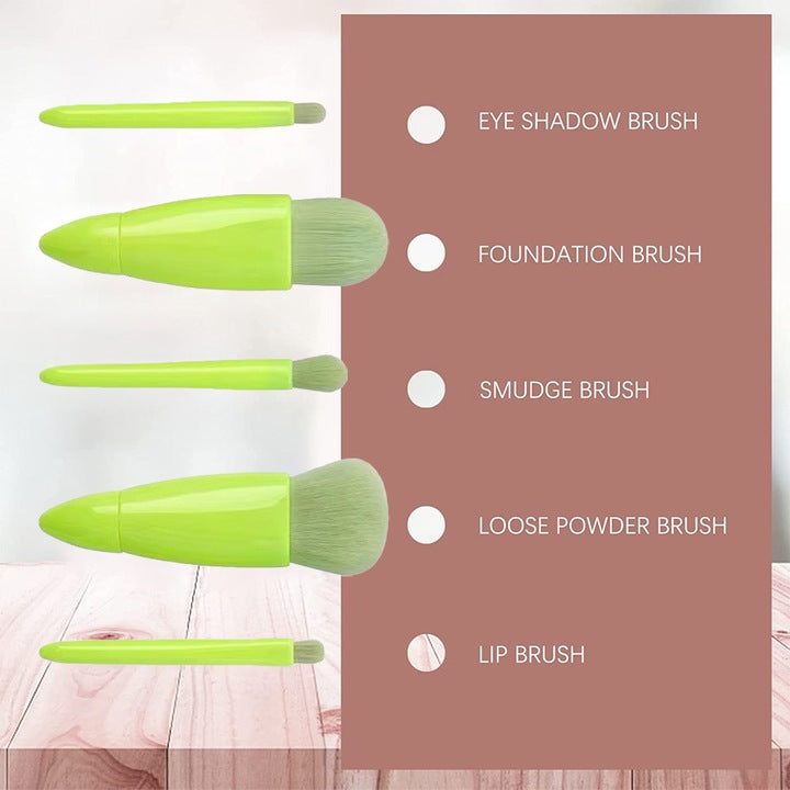 Set 5 Mini Pensule Carcasa Cu Oglinda Verde Lime | LimeBrush