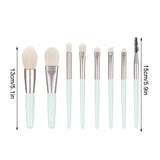 Set Mini 8 Pensule Machiaj Husa Verde Menta | LushMint