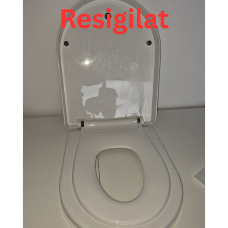 Capac WC soft close Flippy 2 în 1 cu reducție pentru copii, formă U pătrat, culoare albă, vedere frontală