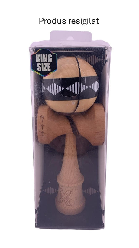 RESIGILAT - Kendama X FREQUENCY Originala, Profesionala, Flippy, Big Cups V2, Super Sticky cu Cupe Mari, Rulment Metalic, din lemn 18 cm, Ata 55 cm, Negru/Maro - vivimall.ro
