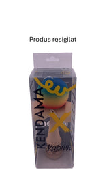 RESIGILAT - Kendama X Originala, Profesionala, Flippy, din Lemn, Rubber Grip, 18 cm, Rosu/Galben/Albastru - vivimall.ro