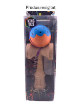 RESIGILAT - Kendama X Originala, Profesionala, Flippy, Super Sticky cu Cupe Mari KING SIZE V3, Gaura in Baza, Rulment Metalic, din lemn 18 cm, Ata 62/65 cm, Special Albastru/Portocaliu - vivimall.ro