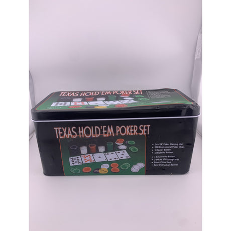 Set poker Flippy cu 200 de jetoane și 2 seturi de cărți Texas Hold'em, vedere de ansamblu cu cutia deschisă