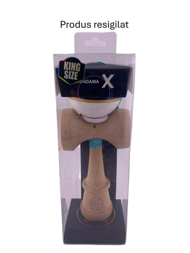 RESIGILATE - Kendama X Originala ROYAL SPIKE, Profesionala, Flippy, Cupe Mari KING SIZE V3, Super Sticky, Gaura in Baza, Rulment Metalic, din lemn 18 cm, Ata 62/65 cm, Inel Albastru inchis - vivimall.ro