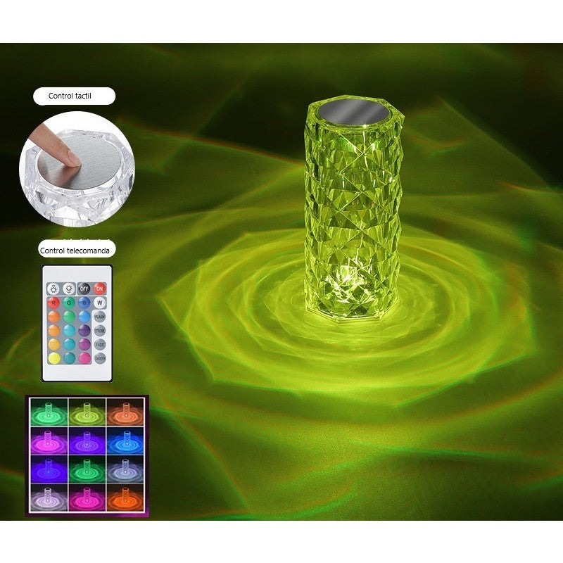 Lampa de birou pe LED RGB, Vivimall, dimmer tactil, 3 nivele de intensitate, Cristal Acrilic, cu telecomanda - vivimall.ro