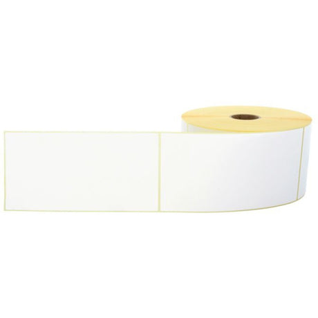 Detaliu etichetă termică autoadezivă Flippy 100x150 mm cu suprafață albă pentru imprimare cod de bare