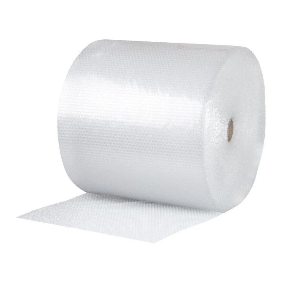 Rolă folie cu bule transparentă 100 m, vedere frontală, polietilenă 40 g/mp pentru ambalare